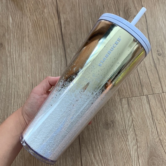 Starbucks Venti Tumbler silver snow mirrored glitter 24oz